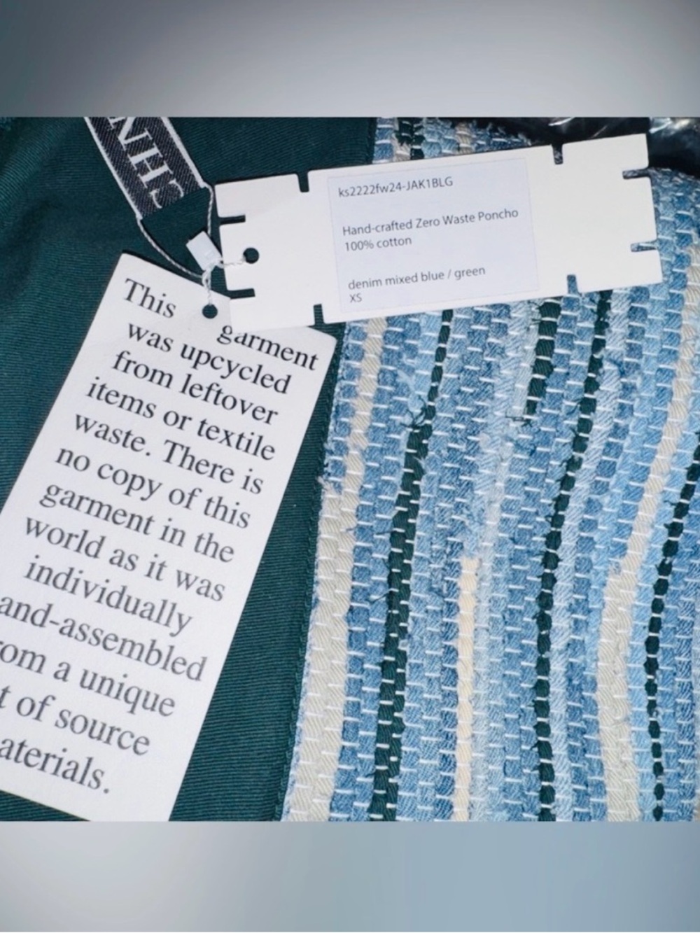 NWT Free People KSENIASCHNAIDER Hand-Crafted Zero Waste Poncho Size XS - Picture 11 of 11